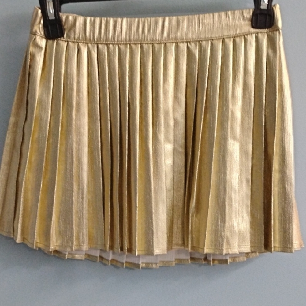 NWT Adorable 💕 Elegant Gold Pleated Mini Skirt By O. Willo Size Small